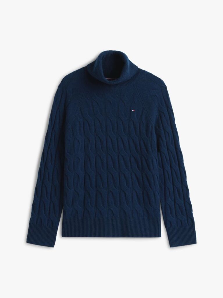 Blue Cable Knit Soft Wool Relaxed Jumper  Women