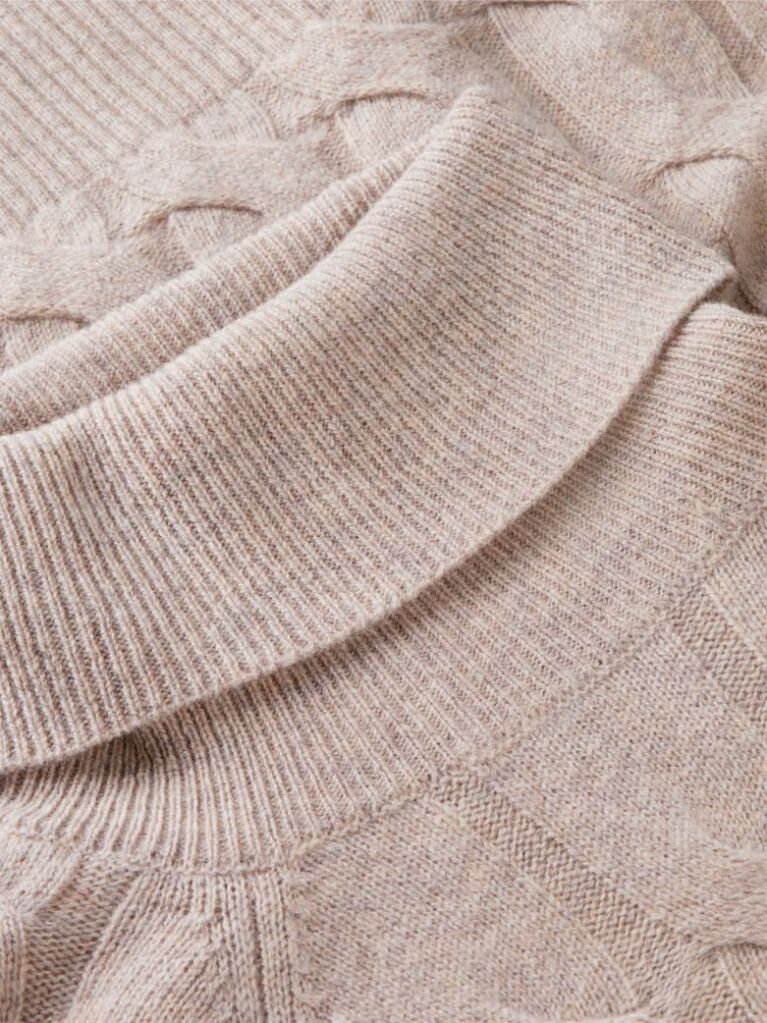 Beige Cable Knit Soft Wool Relaxed Jumper  Women