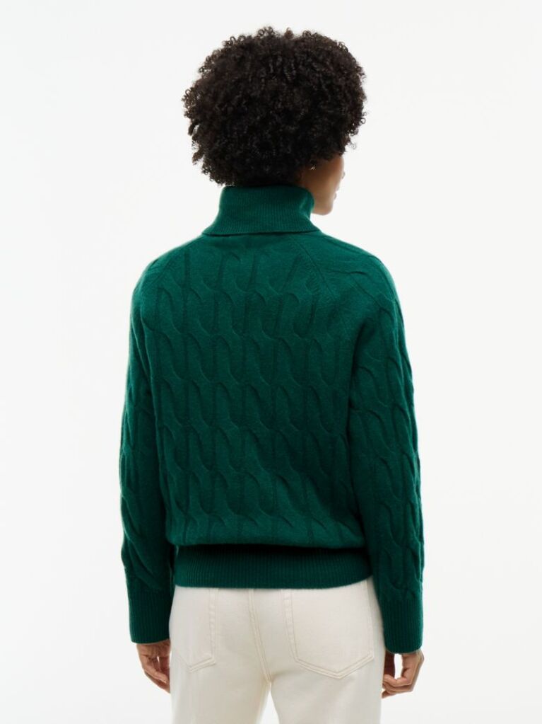 Green Cable Knit Soft Wool Relaxed Jumper  Women
