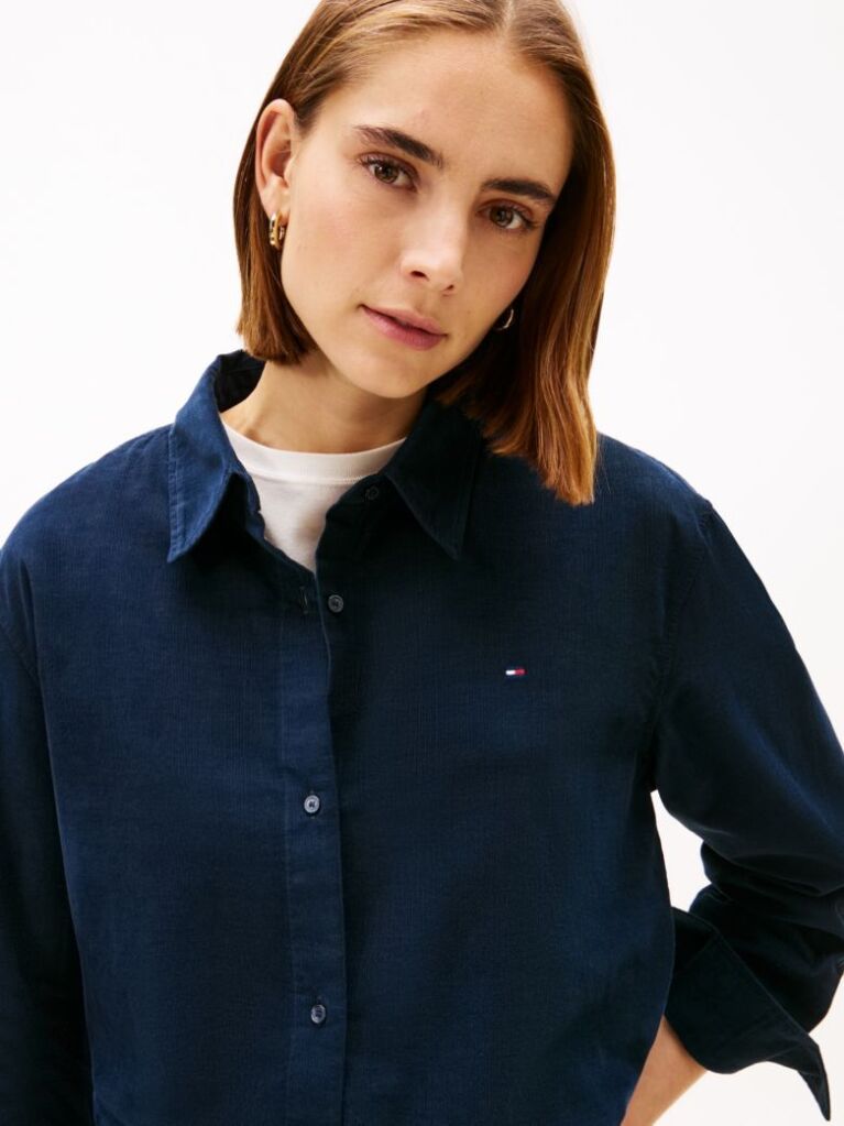 Blue Corduroy Relaxed Fit Shirt  Women