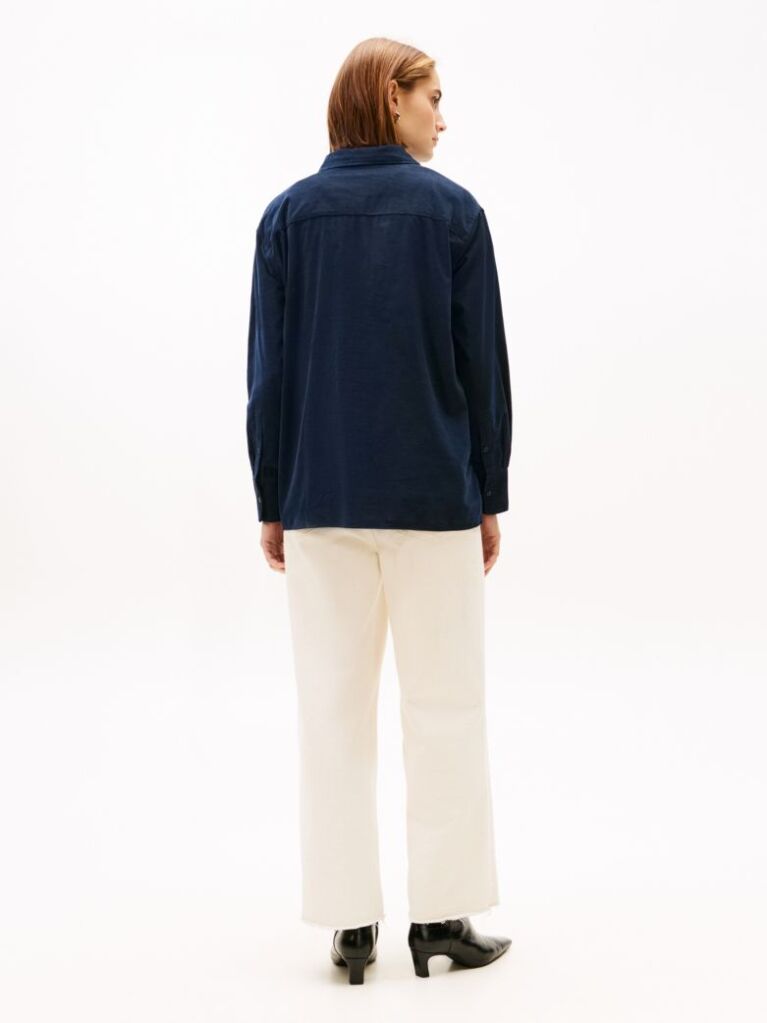 Blue Corduroy Relaxed Fit Shirt  Women