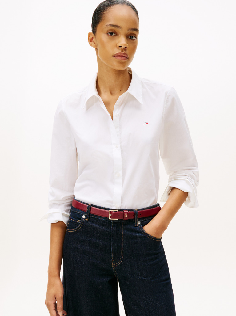 White Regular Fit Poplin Shirt  Women