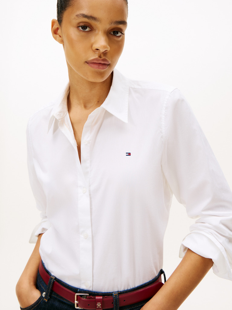 White Regular Fit Poplin Shirt  Women
