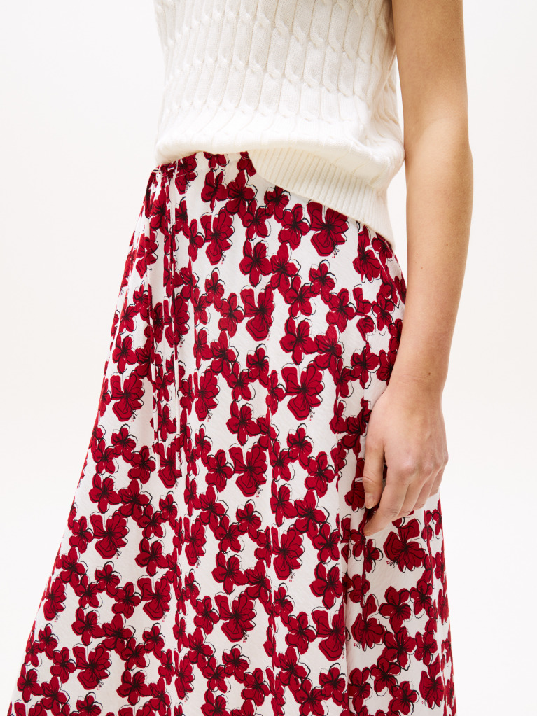 Multi Textured Drawstring Straight Midi Skirt  Women