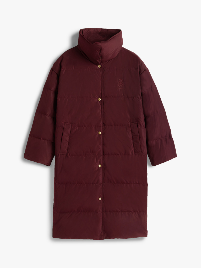 Red Crest Embroidery Down Puffer Coat  Women