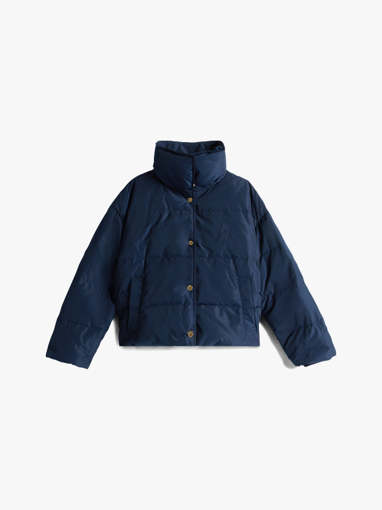Blue Crest Embroidery Down Puffer Jacket  Women