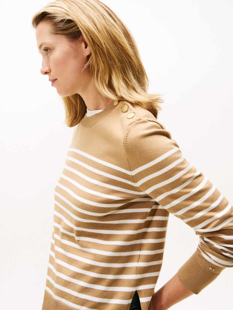 Multi Jersey Gold-Tone Button Jumper  Women