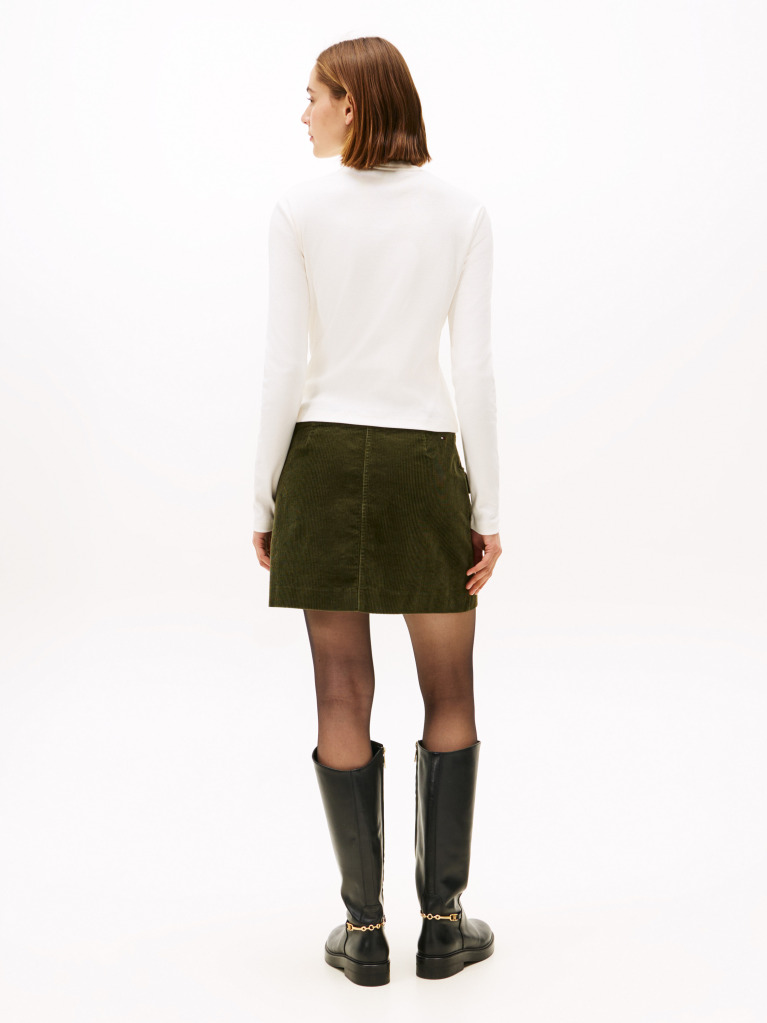 Beige Mock Neck Slim Long Sleeve Top  Women