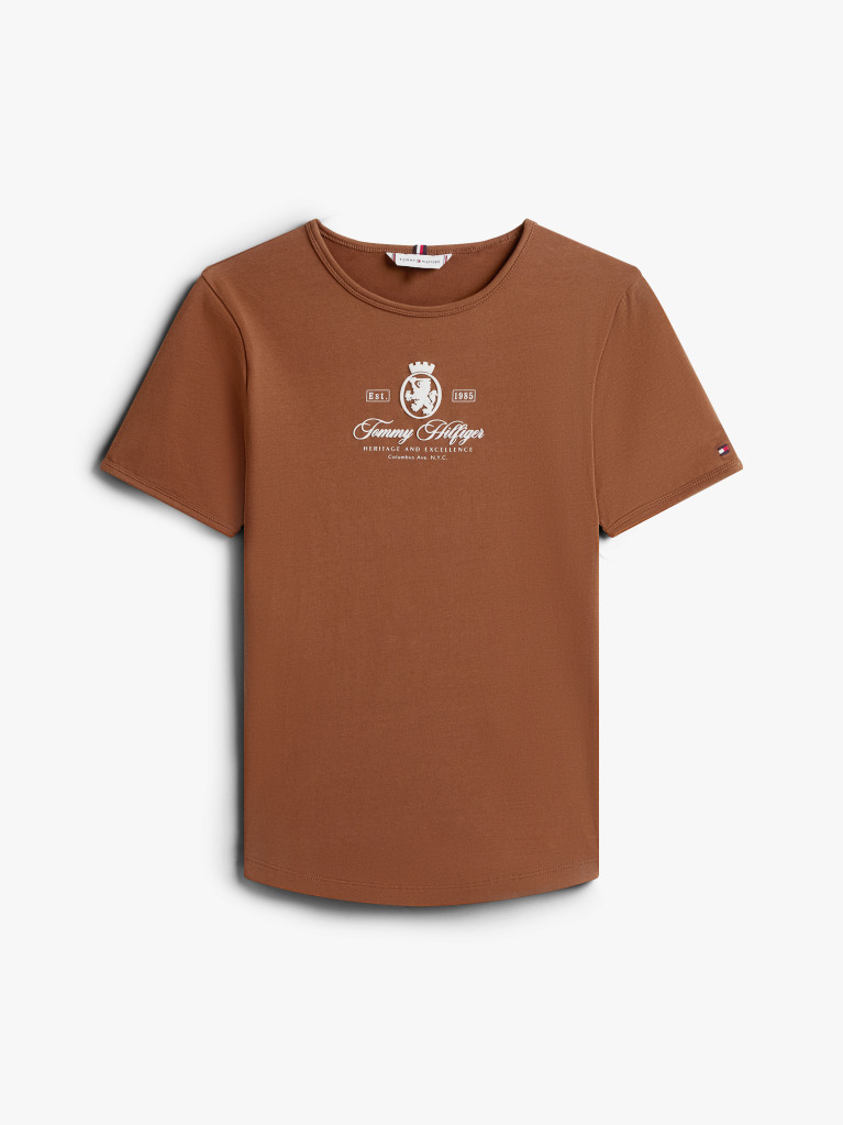Brown Varsity Crest Slim Short Sleeve Tee  Women