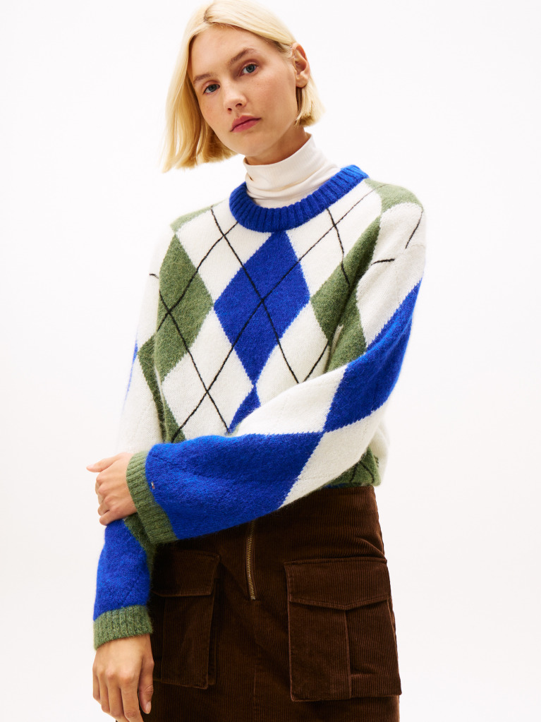Multi Argyle Alpaca Blend Oversized Jumper  Women