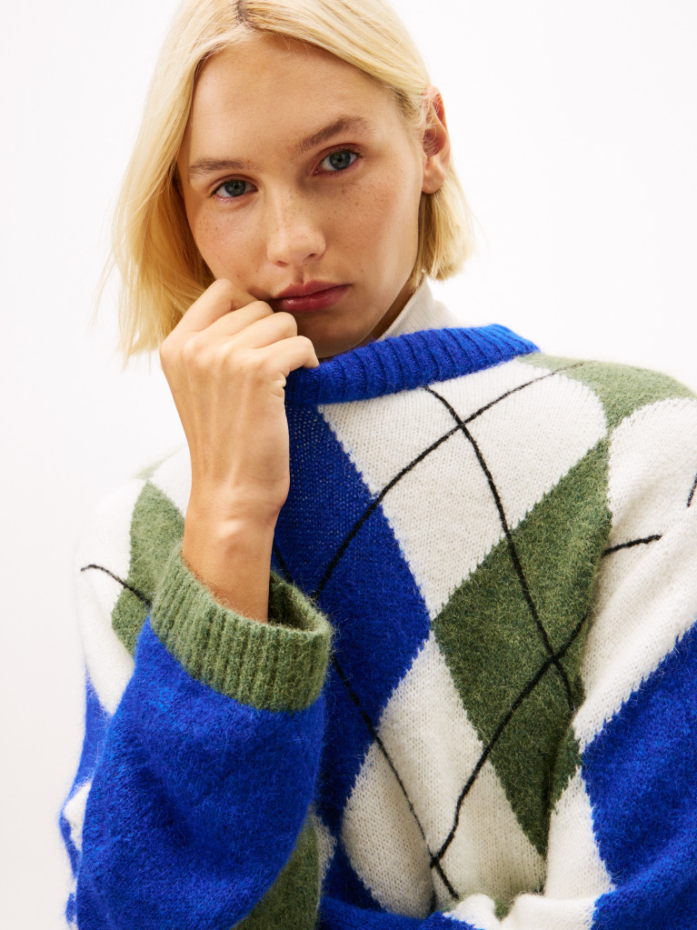 Multi Argyle Alpaca Blend Oversized Jumper  Women