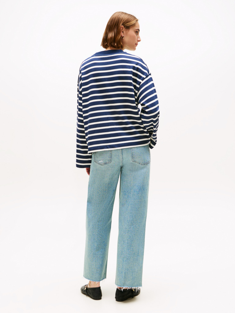 Multi Gold-Tone Button Stripe Sweatshirt  Women