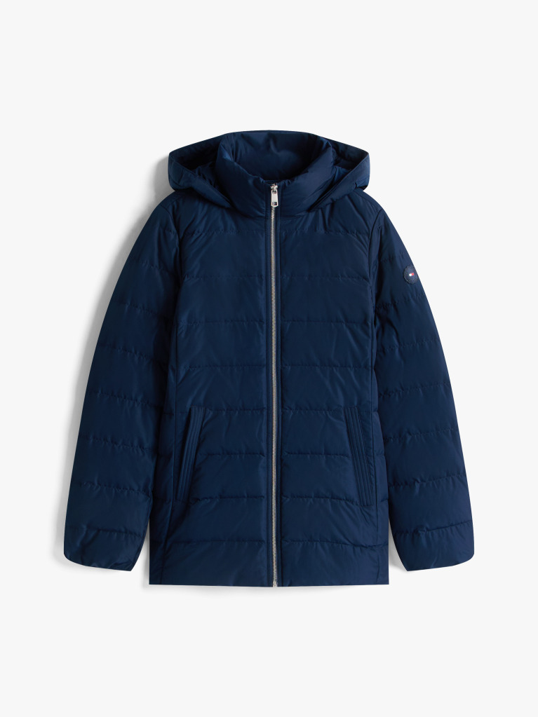 Blue Faux Fur Hood Down Puffer Jacket  Women