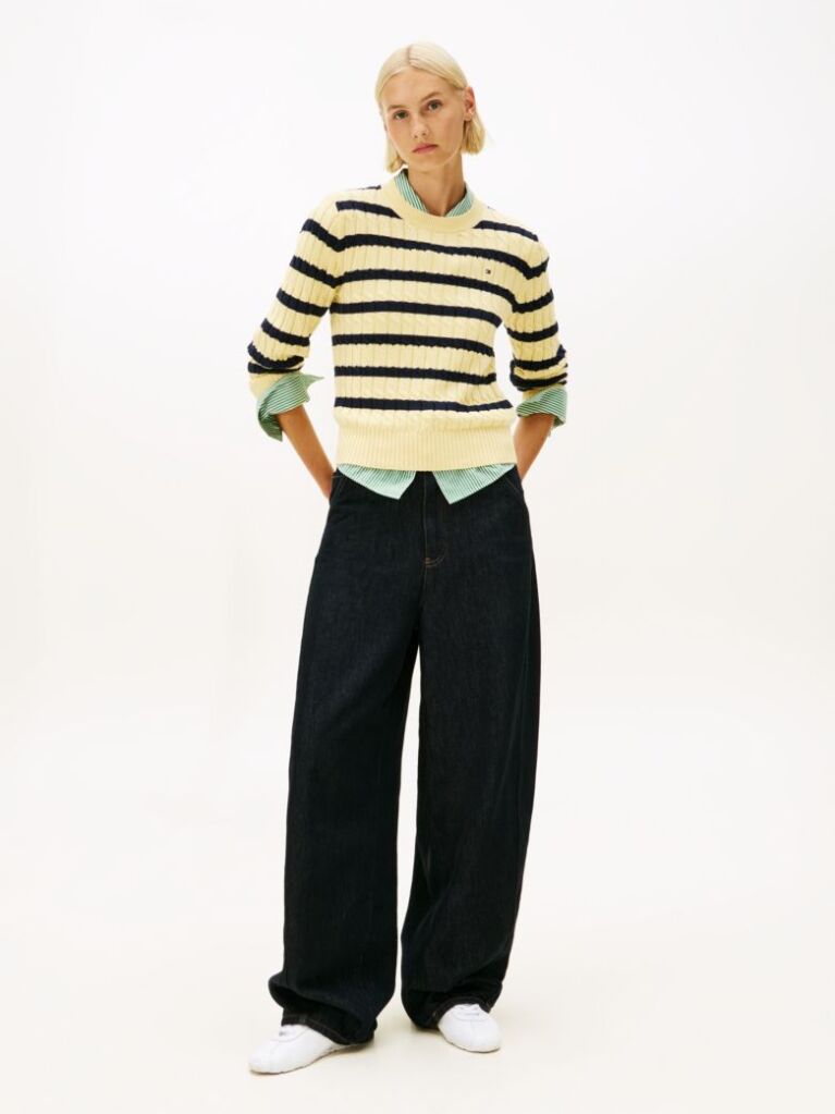 Multi Cable Knit Crew Neck Jumper  Women