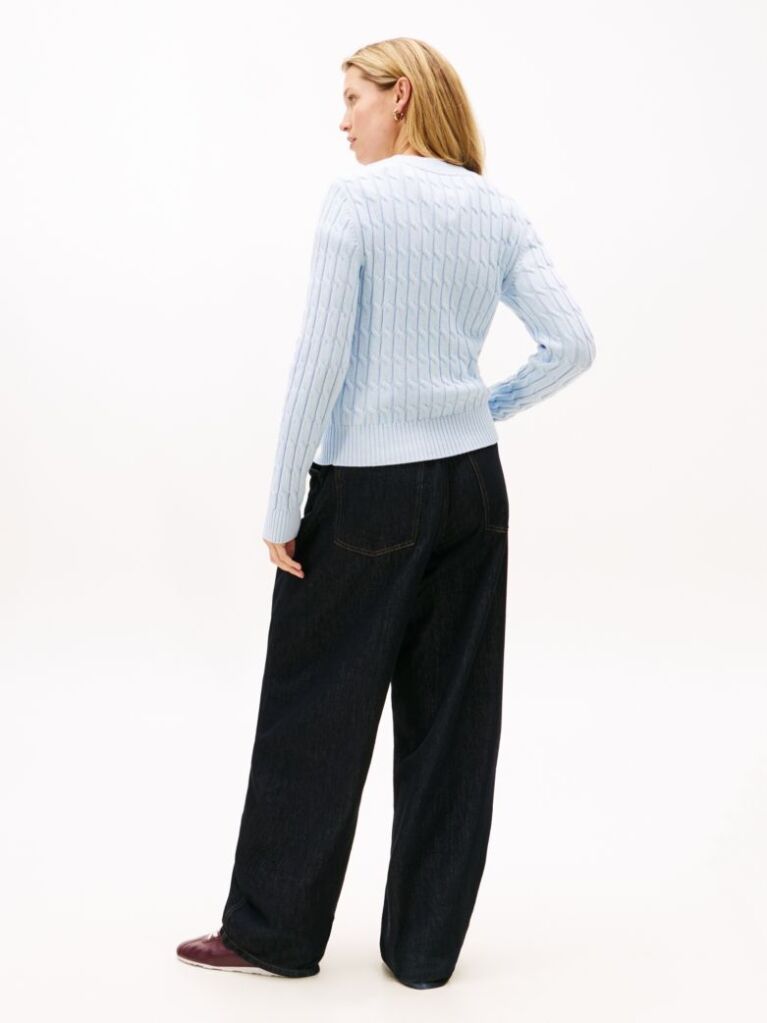 Blue Cable Knit Crew Neck Jumper  Women