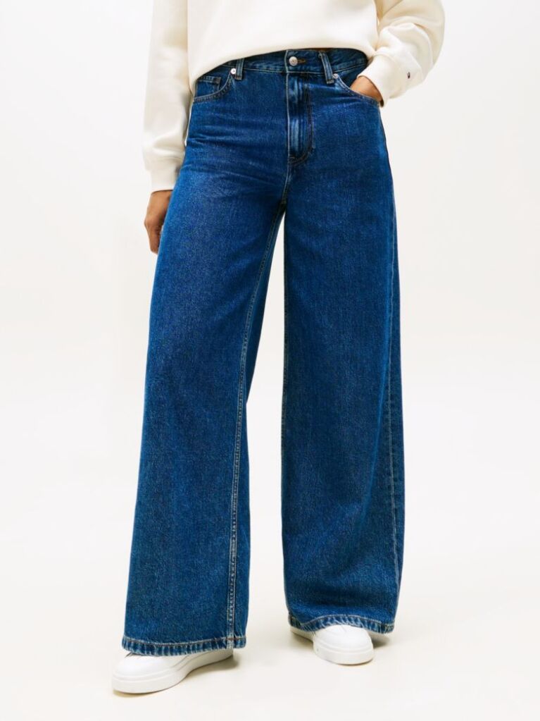 Beige 70s High Rise Wide Leg Jeans  Women