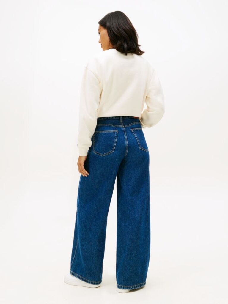 Beige 70s High Rise Wide Leg Jeans  Women