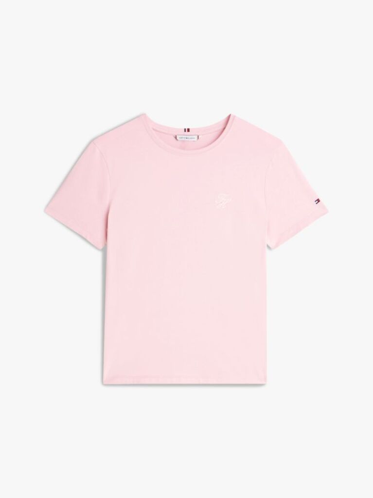 Pink Logo Embroidery Jersey Crew Neck T-Shirt  Women