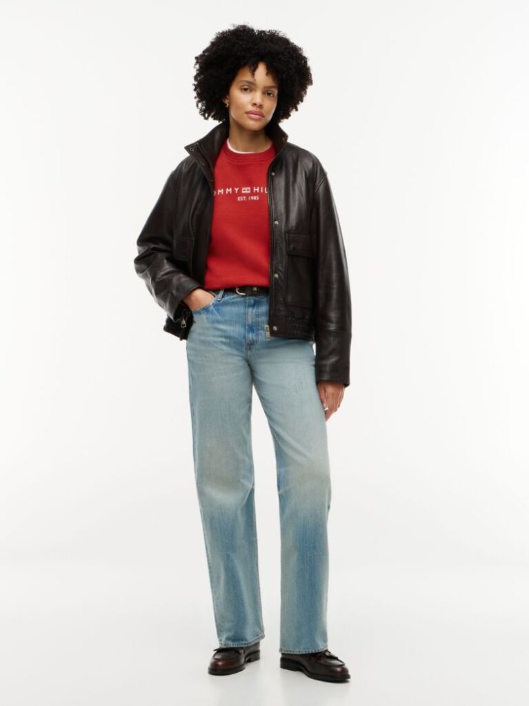 Red Logo Relaxed Fleece Sweatshirt  Women