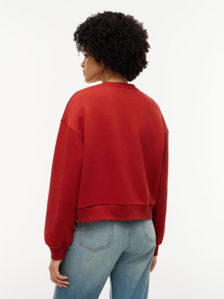 Red Logo Relaxed Fleece Sweatshirt  Women
