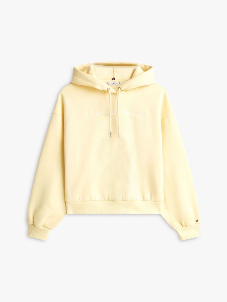 Yellow Flex Fleece Logo Embroidery Relaxed Hoody  Women