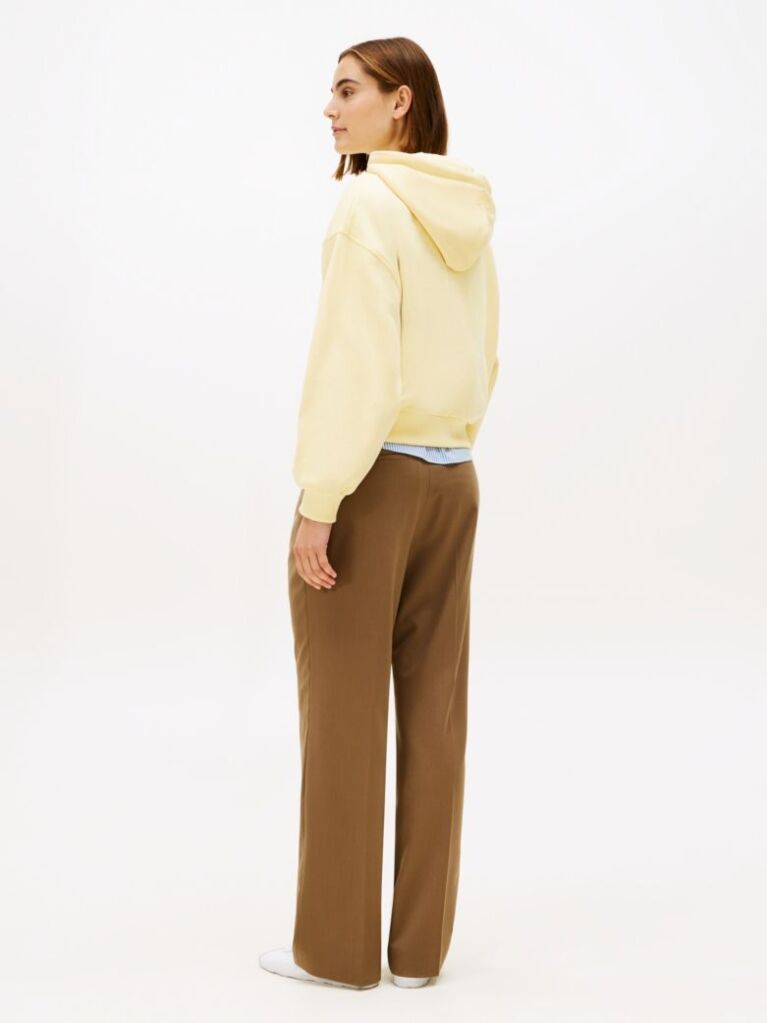 Yellow Flex Fleece Logo Embroidery Relaxed Hoody  Women