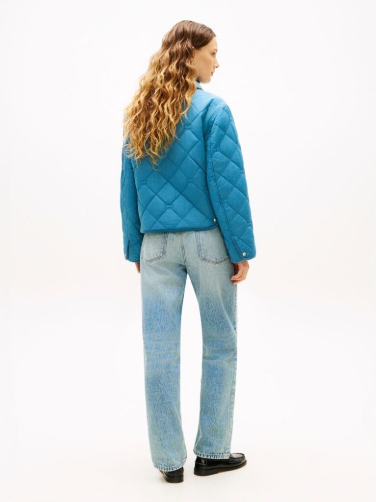Blue Padded Flag Quilted Water Repellent Jacket  Women