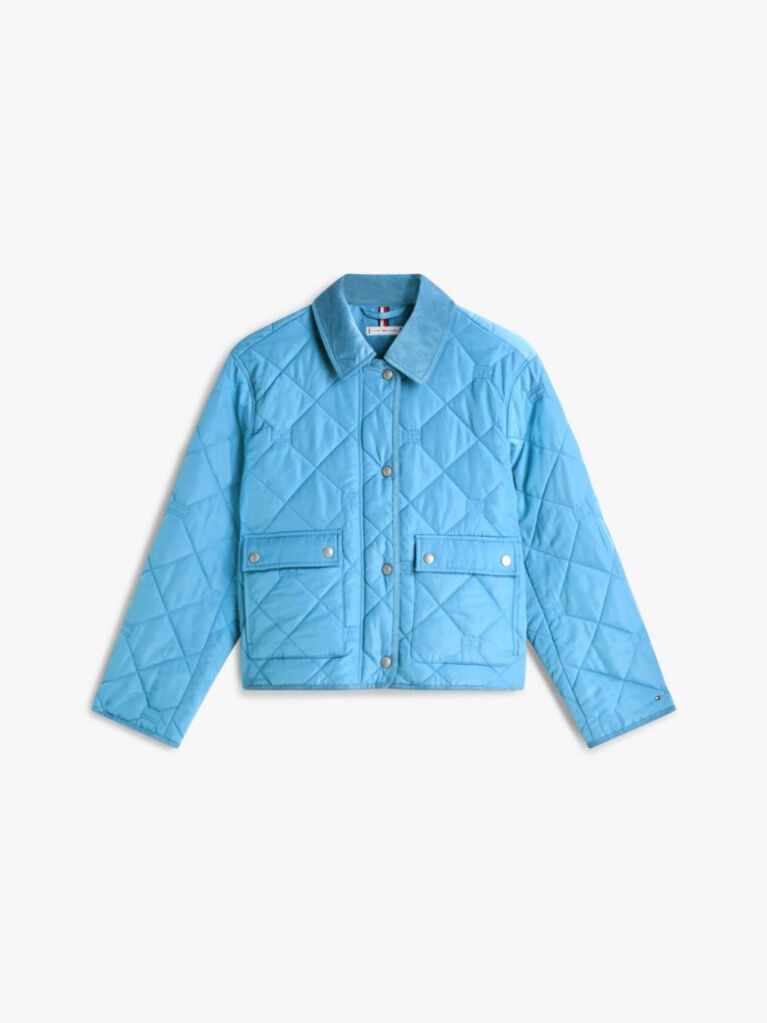 Blue Padded Flag Quilted Water Repellent Jacket  Women