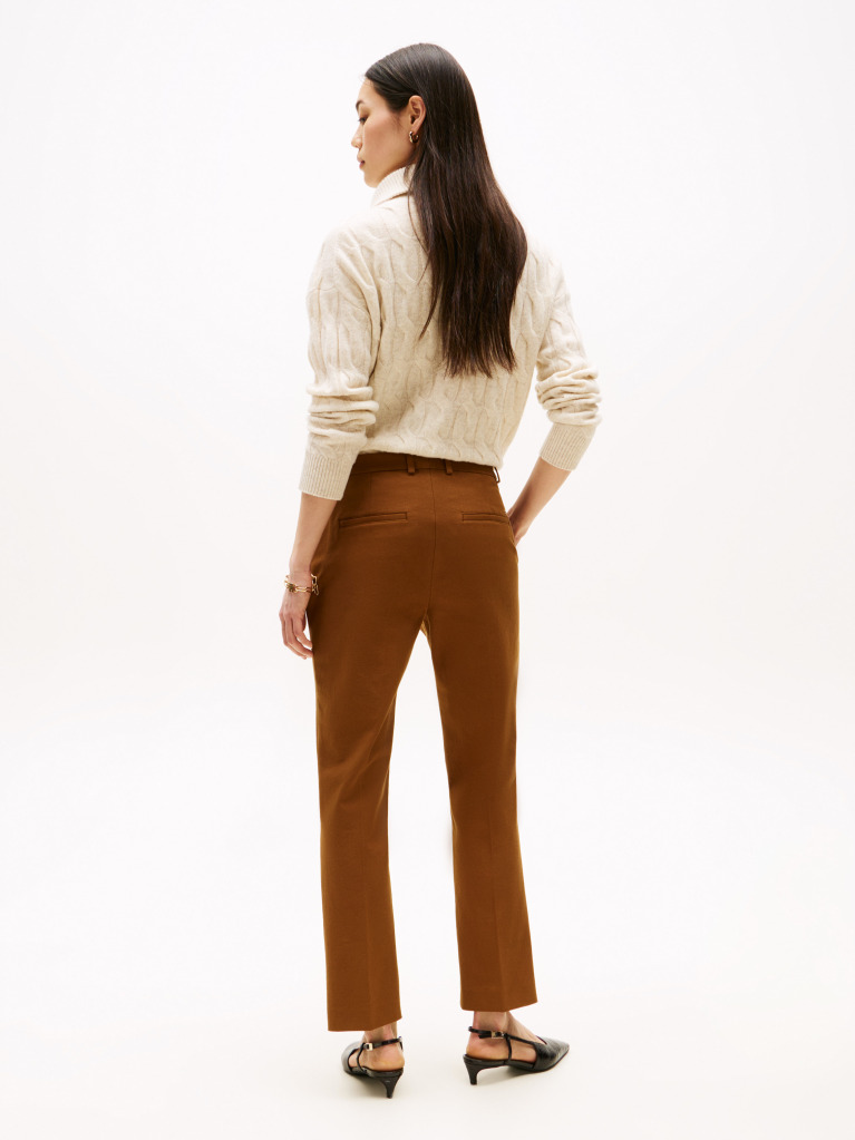 Brown Gabardine Slim Trousers  Women