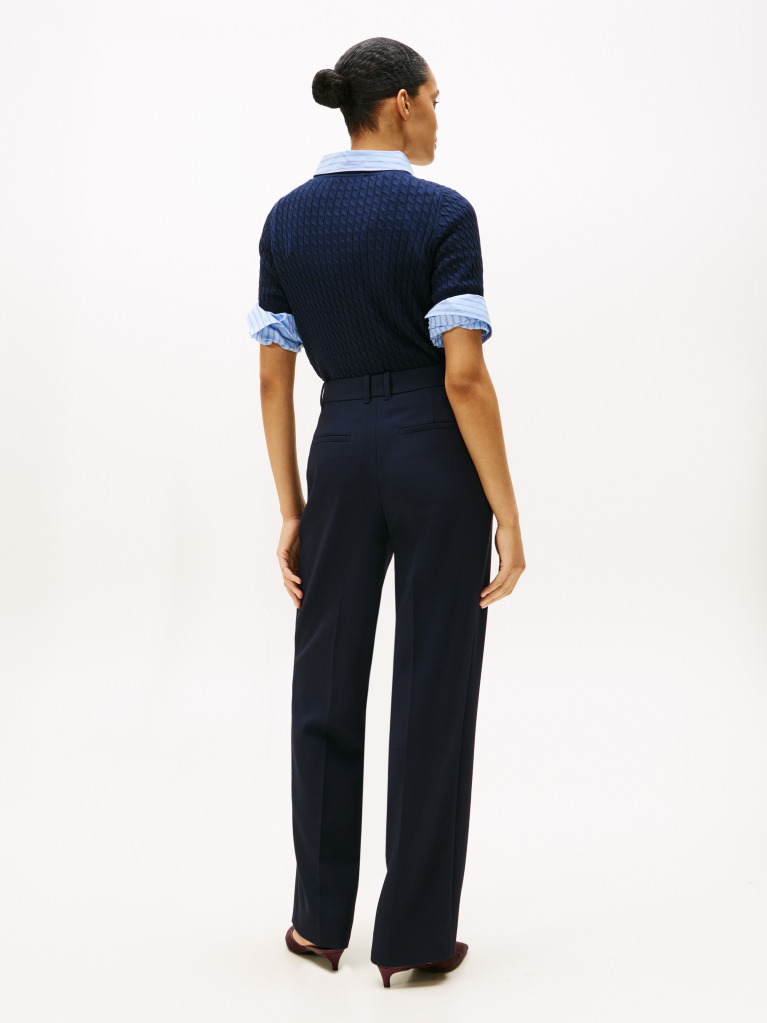 Blue Slim Straight Leg Trousers  Women