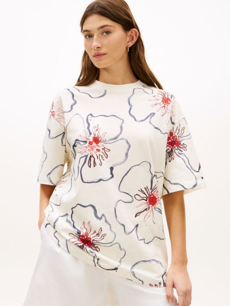 Multi Floral Graphic Relaxed Oversized T-Shirt  Women