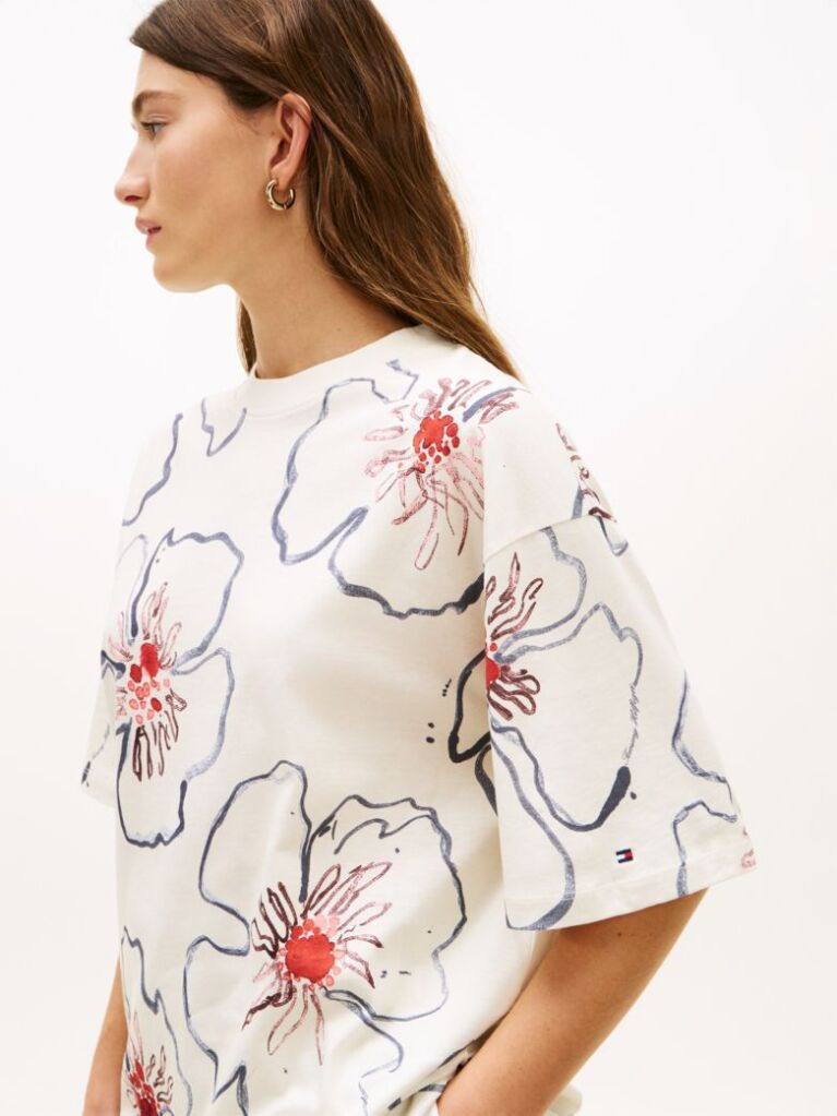 Multi Floral Graphic Relaxed Oversized T-Shirt  Women