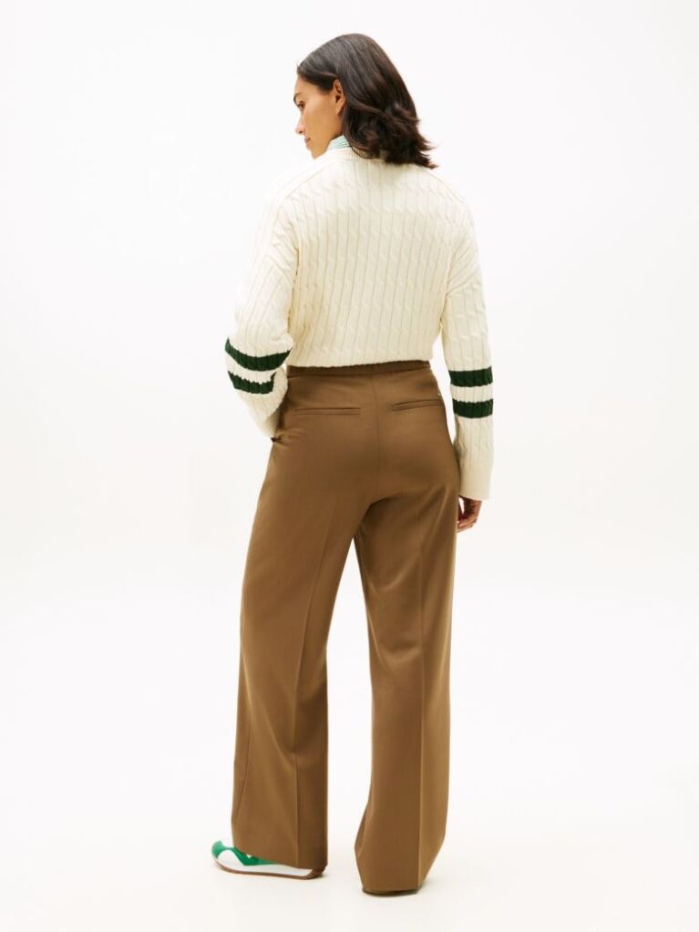 Brown Timeless Wool Blend Wide Leg Trousers  Women