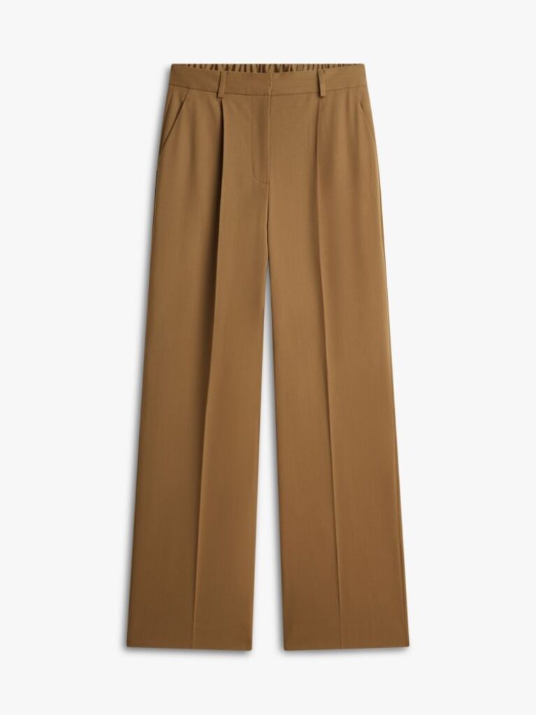 Brown Timeless Wool Blend Wide Leg Trousers  Women