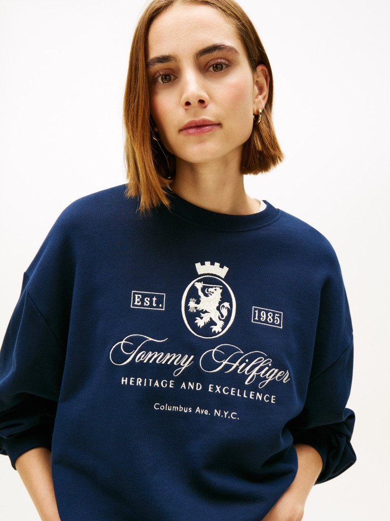Blue Varsity Crest Terry Sweatshirt  Women