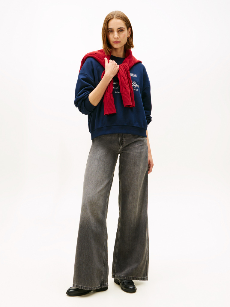 Blue Varsity Crest Terry Sweatshirt  Women