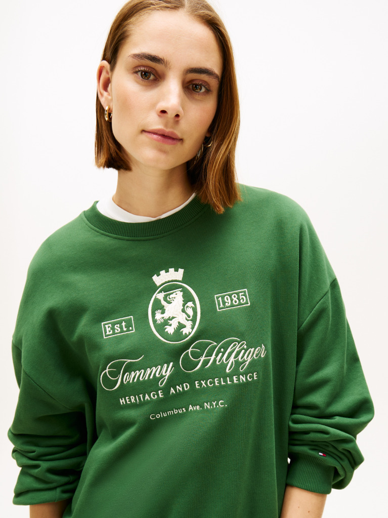 Green Varsity Crest Terry Sweatshirt  Women