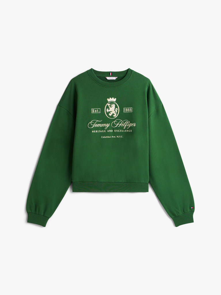 Green Varsity Crest Terry Sweatshirt  Women