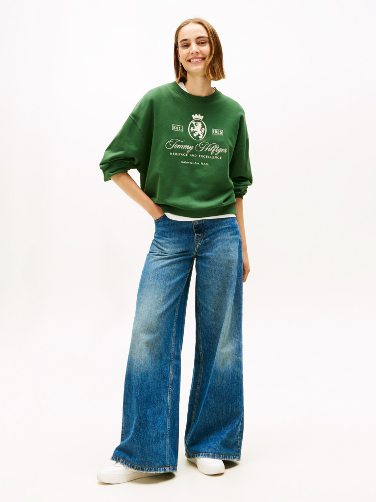 Green Varsity Crest Terry Sweatshirt  Women