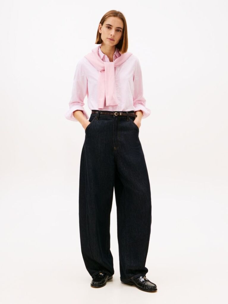 Pink Relaxed Fit TH Crest Embroidery Oxford Shirt  Women