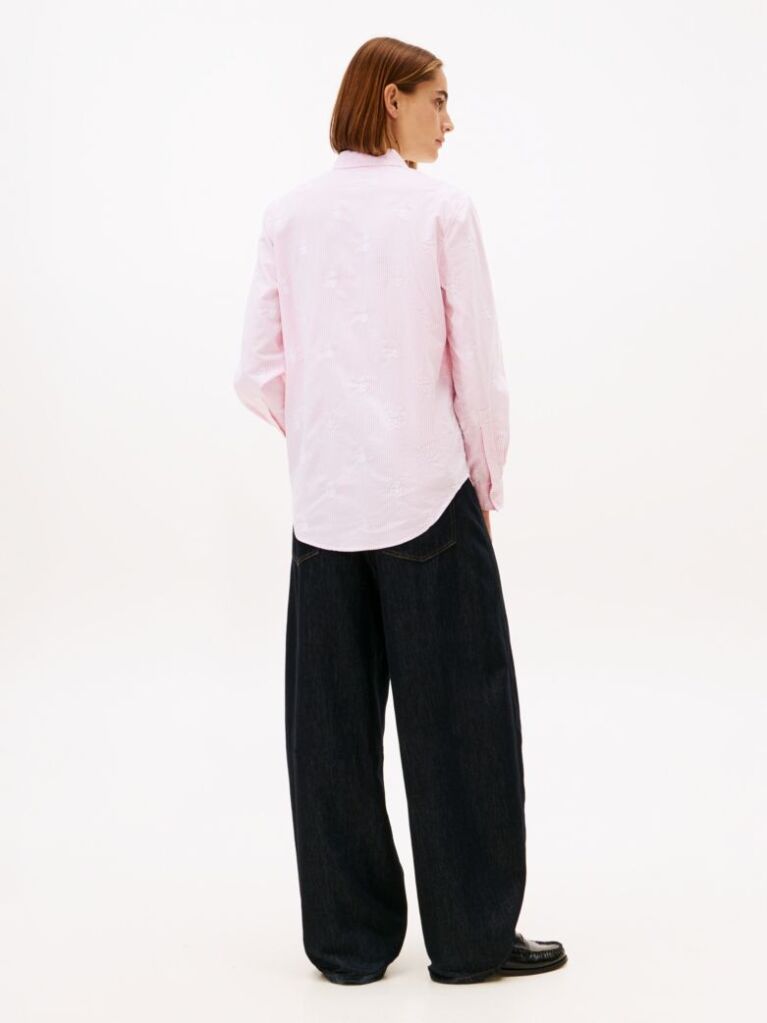 Pink Relaxed Fit TH Crest Embroidery Oxford Shirt  Women