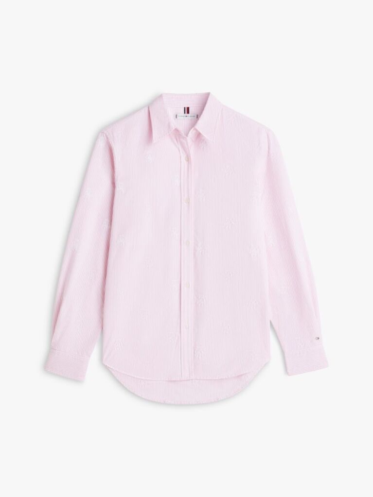 Pink Relaxed Fit TH Crest Embroidery Oxford Shirt  Women