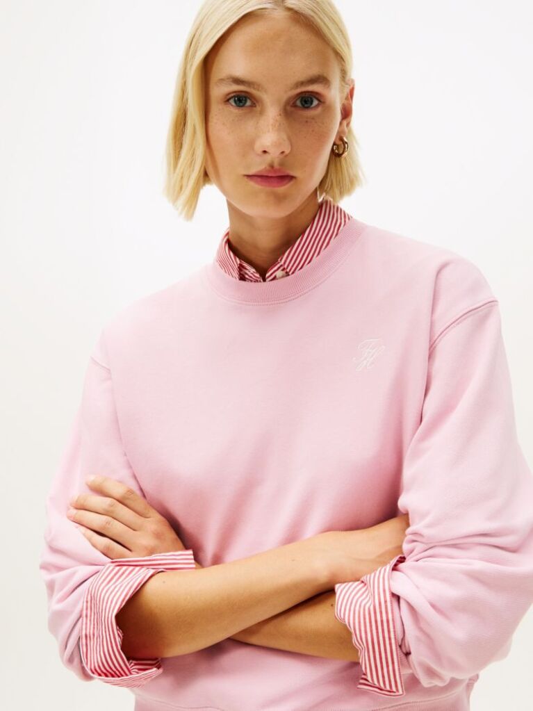 Pink Logo Embroidery Terry Sweatshirt  Women