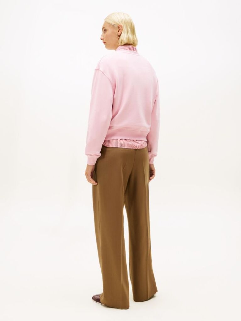 Pink Logo Embroidery Terry Sweatshirt  Women