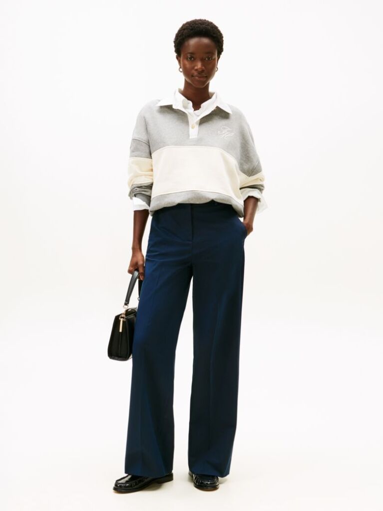 Blue Wide Leg Chinos  Women