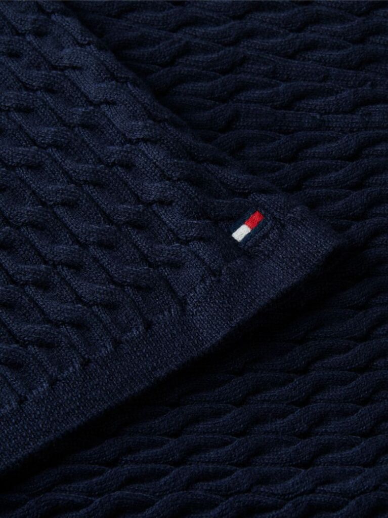 Blue Cable Knit Relaxed A-Line Midi Skirt  Women