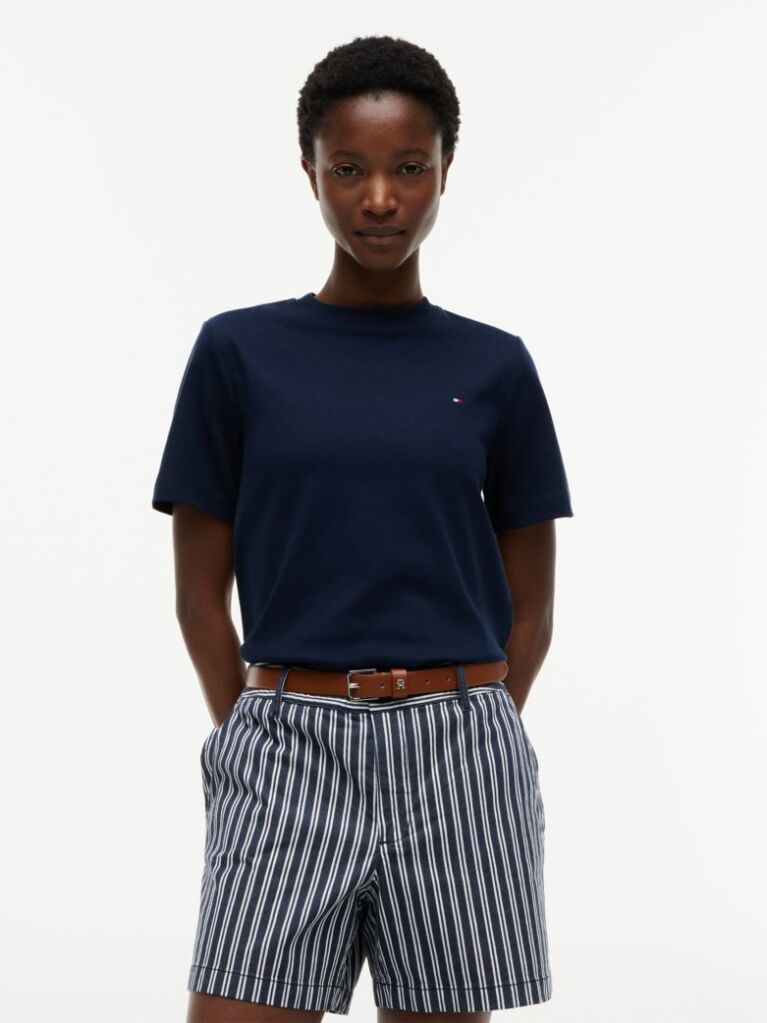 Blue Interlock Knit Boxy T-Shirt  Women