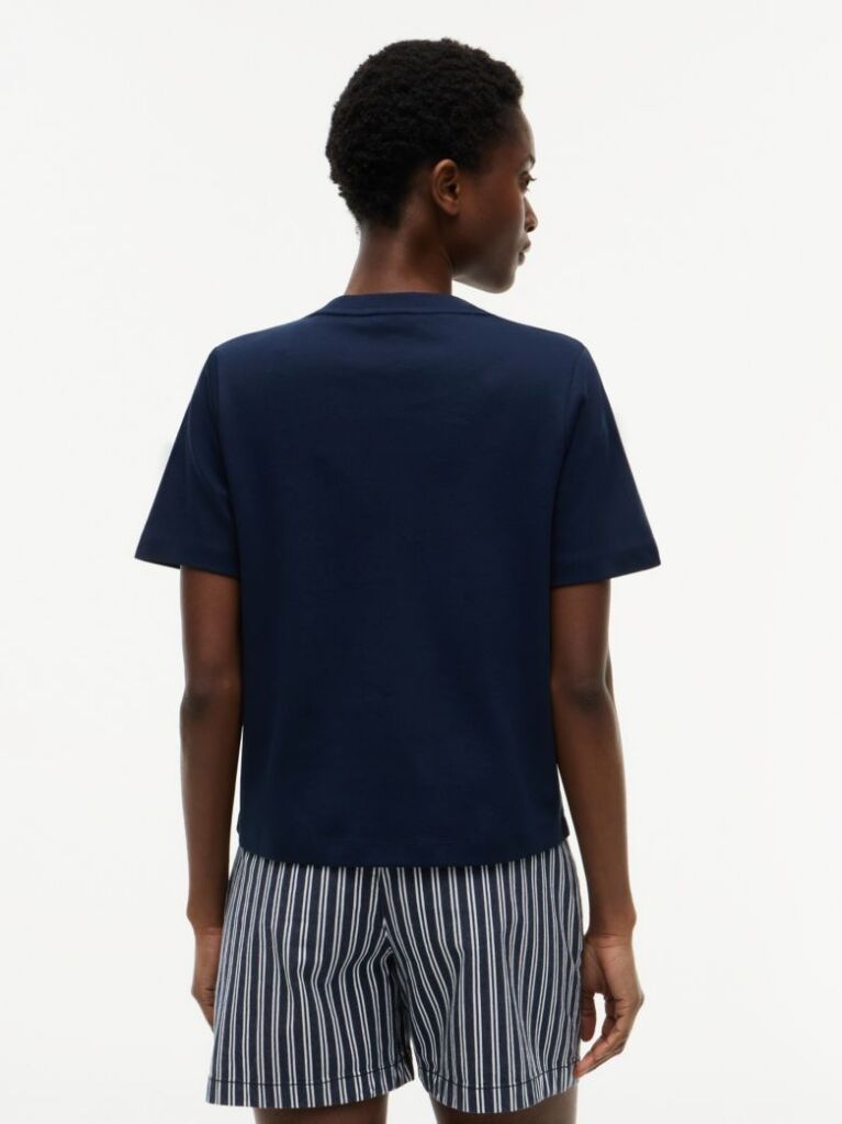 Blue Interlock Knit Boxy T-Shirt  Women
