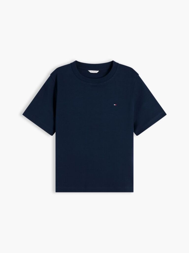 Blue Interlock Knit Boxy T-Shirt  Women