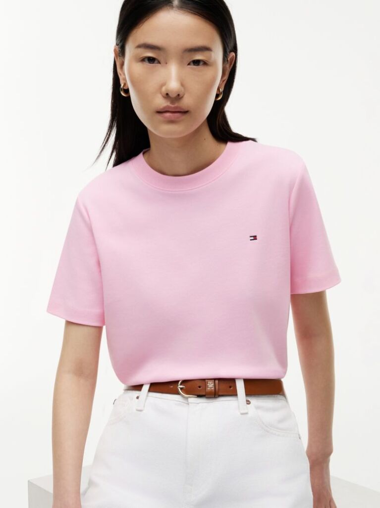 Pink Interlock Knit Boxy T-Shirt  Women